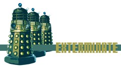 Doctor Who daleks white background text