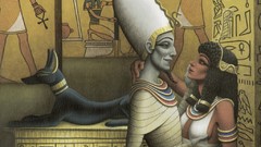 Dogs Pharaoh Egyptian hieroglyphs isis fantasy art osiris