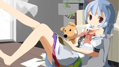 Dolls Anime blue hair barefoot anime girls phones touhou 