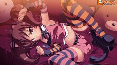 Dolls Anime tie gloves elbows pink eyes anime girls brunettes 