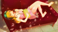 Donuts blondes couch oshino shinobu golden eyes