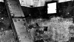 Door window abandoned monochrome