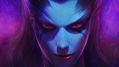 Dota 2 queen of pain digital art Dota face red eyes fantasy girl