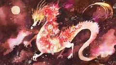 Dragons anime girls Japanese clothes