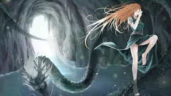 Dragons anime girls touhou hong meiling orange hair Akaikitsune