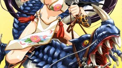 Dragons Anime Swords anime girls yellow eyes black hair 