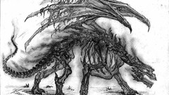 Dragons artwork digital art fantasy art grayscale