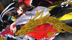 Dragons bows fans brown eyes brunettes short hair ponytails 