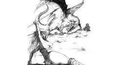 Dragons drawings fantasy art grayscale
