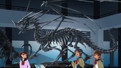 Dragons glasses Bags Ribbons skeletons skirts anime girls brown 