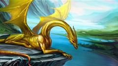 Dragons golden fantasy art