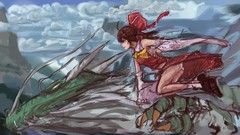 Dragons long hair anime girls brown eyes brunettes yellow eyes 