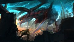 Dragons Monsters ruins creatures artwork fantasy art