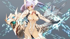 Dragons teeth fangs horns red eyes scales long hair anime girls 