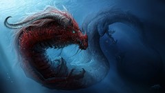 Dragons underwater sunlight artwork fantasy art