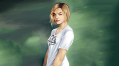 drawing chloë grace moretz looking at viewer artwork Women Green