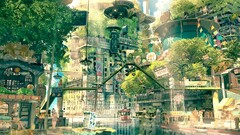 drawing City cityscape Japan fictional nature Anime imperial boy