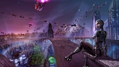 drawing Women robot science fiction artwork futuristic