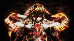 Drawings long hair anime girls burning