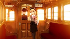 Drawings long hair anime girls green eyes short hair thigh highs