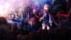 Drawings multicolor anime girls artwork aurora borealis