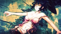 Drawn glasses anime girls black hair panties