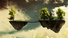 Drawn Islands two between houses floating