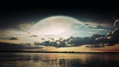 Dreams clouds moon fantasy art skyscapes