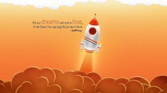 Dreams clouds orange rocket Disney Company