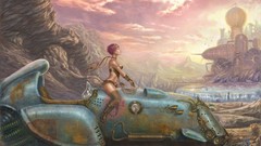 Dreams woman rust boots vehicles bra panties artwork futuristic