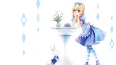 Dress Alice in Wonderland anime girls Simple Background
