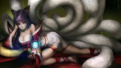 Dress animal ears tails cleavage League of Legends ahri 
