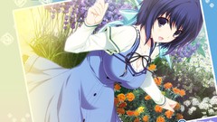 Dress anime girls black hair blue dress Yuni Lovely Cation