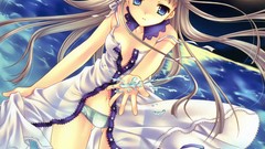 Dress anime girls blue eyes aquarian age undressing transparent 
