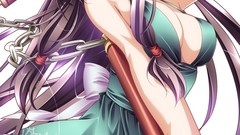 Dress anime girls blue eyes black hair cleavage