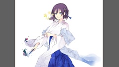 Dress anime girls blue eyes miko Simple Background Japanese 