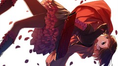 Dress anime girls boots brunettes short hair pantyhose rwby 