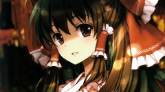 Dress anime girls brown eyes brunettes hakurei reimu touhou 
