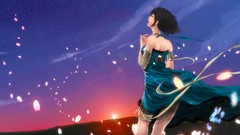 Dress anime girls flower petals