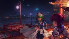 Dress anime girls green hair touhou shikieiki yamaxanadu 