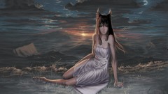 Dress anime girls spice and wolf animal ears artwork Holo The 