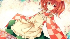 Dress Bells red eyes smiling anime girls short hair touhou 