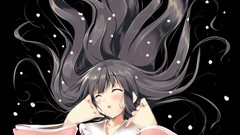 Dress black background blush long hair anime girls closed eyes 