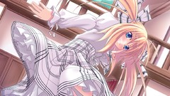 Dress blondes anime girls blue eyes twintails thigh highs