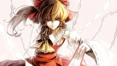 Dress blondes anime girls hakurei reimu touhou hair ornaments 