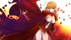 Dress blondes green eyes flower petals cleavage fate series 