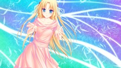 Dress blondes long hair anime girls blue eyes hair ornaments
