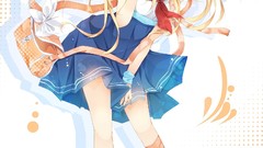 Dress blondes long hair anime girls blue eyes school uniforms 