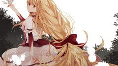 Dress blondes long hair anime girls brown eyes hair bow