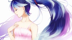 Dress blue hair anime girls hatsune miku vocaloid twintails